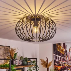 Lampes Vintages & Rétros-hofstein Plafonnier Trapichera Noir, 1 lumière