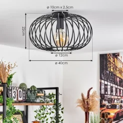 Lampes Vintages & Rétros-hofstein Plafonnier Trapichera Noir, 1 lumière