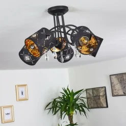 Lampes En Tissu-hofstein Plafonnier Trasancos Noir, 5 lumières