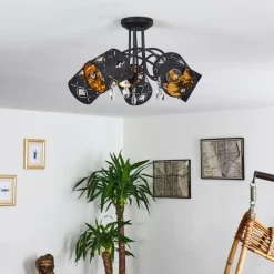 Lampes En Tissu-hofstein Plafonnier Trasancos Noir, 5 lumières