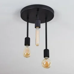 Lampes Vintages & Rétros-hofstein Plafonnier Travesias Noir, 3 lumières