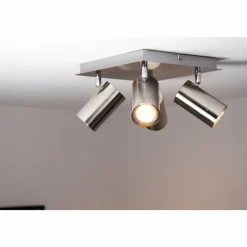 Luminaires Trio Plafonnier Trio 8024 Acier inoxydable, Nickel mat, 4 lumières* Spots Et Projecteurs