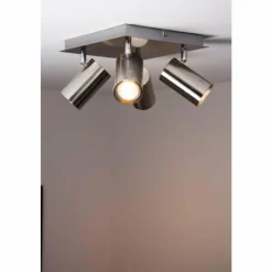 Luminaires Trio Plafonnier Trio 8024 Acier inoxydable, Nickel mat, 4 lumières* Spots Et Projecteurs