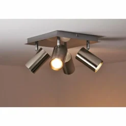 Luminaires Trio Plafonnier Trio 8024 Acier inoxydable, Nickel mat, 4 lumières* Spots Et Projecteurs