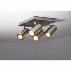 Luminaires Trio Plafonnier Trio 8024 Acier inoxydable, Nickel mat, 4 lumières* Spots Et Projecteurs
