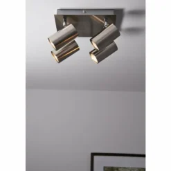 Luminaires Trio Plafonnier Trio 8024 Acier inoxydable, Nickel mat, 4 lumières* Spots Et Projecteurs