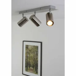 Luminaires Trio Plafonnier Trio 8024 Acier inoxydable, Nickel mat, 3 lumières* Spots Et Projecteurs