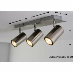 Luminaires Trio Plafonnier Trio 8024 Acier inoxydable, Nickel mat, 3 lumières* Spots Et Projecteurs