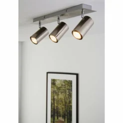 Luminaires Trio Plafonnier Trio 8024 Acier inoxydable, Nickel mat, 3 lumières* Spots Et Projecteurs