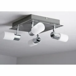 Luminaires Trio Plafonnier Trio 8214 LED Aluminium, Chrome, Acier inoxydable, 4 lumières