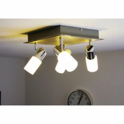 Luminaires Trio Plafonnier Trio 8214 LED Aluminium, Chrome, Acier inoxydable, 4 lumières