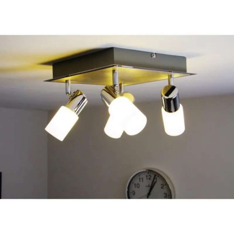 Luminaires Trio Plafonnier Trio 8214 LED Aluminium, Chrome, Acier inoxydable, 4 lumières