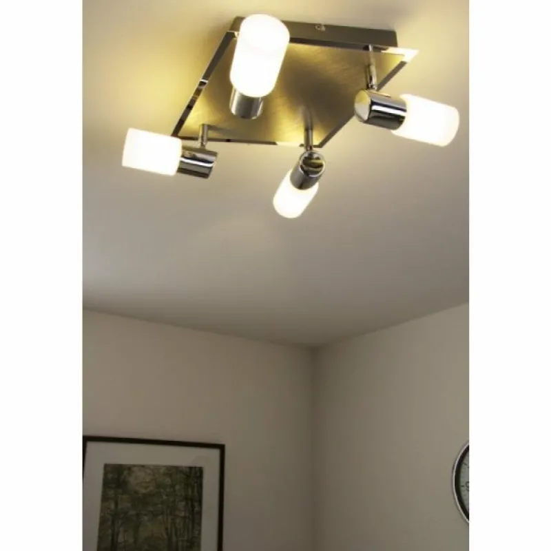 Luminaires Trio Plafonnier Trio 8214 LED Aluminium, Chrome, Acier inoxydable, 4 lumières