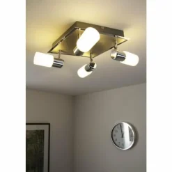 Luminaires Trio Plafonnier Trio 8214 LED Aluminium, Chrome, Acier inoxydable, 4 lumières