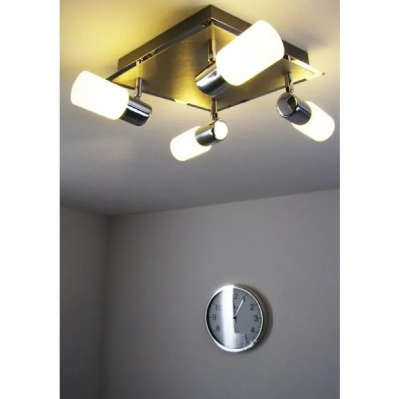 Luminaires Trio Plafonnier Trio 8214 LED Aluminium, Chrome, Acier inoxydable, 4 lumières
