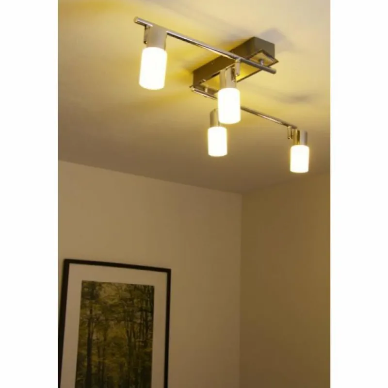Luminaires Trio Plafonnier Trio 8214 LED Aluminium, Chrome, Acier inoxydable, 4 lumières