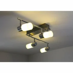 Luminaires Trio Plafonnier Trio 8214 LED Aluminium, Chrome, Acier inoxydable, 4 lumières
