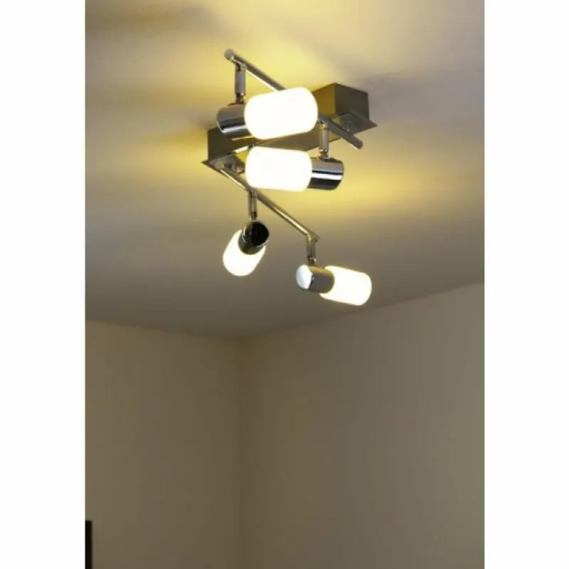 Luminaires Trio Plafonnier Trio 8214 LED Aluminium, Chrome, Acier inoxydable, 4 lumières
