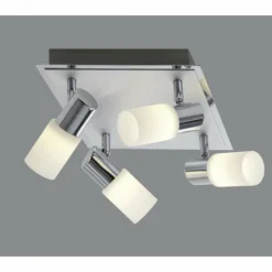 Luminaires Trio Plafonnier Trio 8214 LED Aluminium, Chrome, Acier inoxydable, 4 lumières