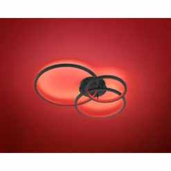 Luminaires Trio Plafonnier Trio Aaron LED Anthracite, 1 lumière, Télécommandes, Changeur de couleurs