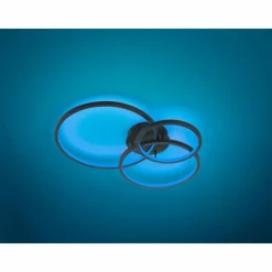 Luminaires Trio Plafonnier Trio Aaron LED Anthracite, 1 lumière, Télécommandes, Changeur de couleurs