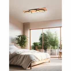 Lampes En Bois-Luminaires Trio Plafonnier Trio Barca LED Écru, Noir, 1 lumière