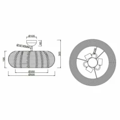 Lampes En Bois-Luminaires Trio Plafonnier Trio Inga Écru, 3 lumières