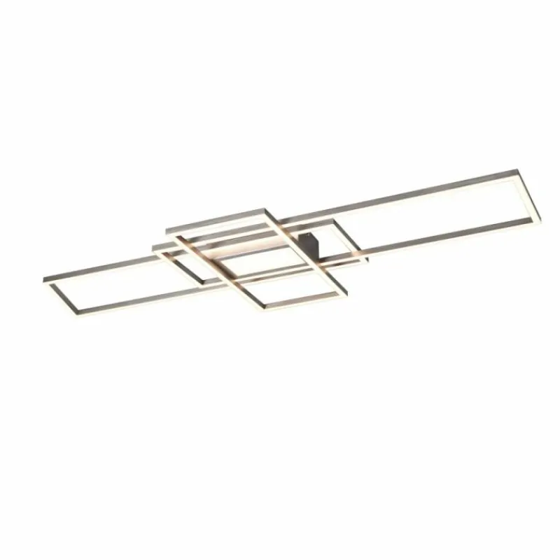 Lampes Industrielles-Luminaires Trio Plafonnier Trio Irvine LED Nickel mat, 1 lumière, Télécommandes