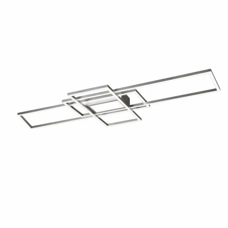 Lampes Industrielles-Luminaires Trio Plafonnier Trio Irvine LED Nickel mat, 1 lumière, Télécommandes