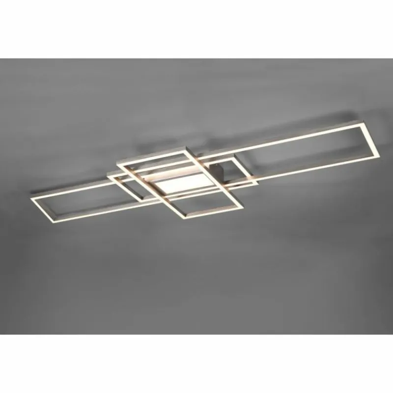 Lampes Industrielles-Luminaires Trio Plafonnier Trio Irvine LED Nickel mat, 1 lumière, Télécommandes
