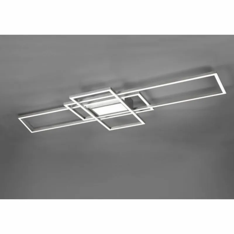 Lampes Industrielles-Luminaires Trio Plafonnier Trio Irvine LED Nickel mat, 1 lumière, Télécommandes