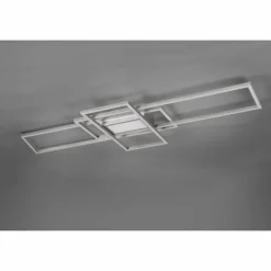Lampes Industrielles-Luminaires Trio Plafonnier Trio Irvine LED Nickel mat, 1 lumière, Télécommandes