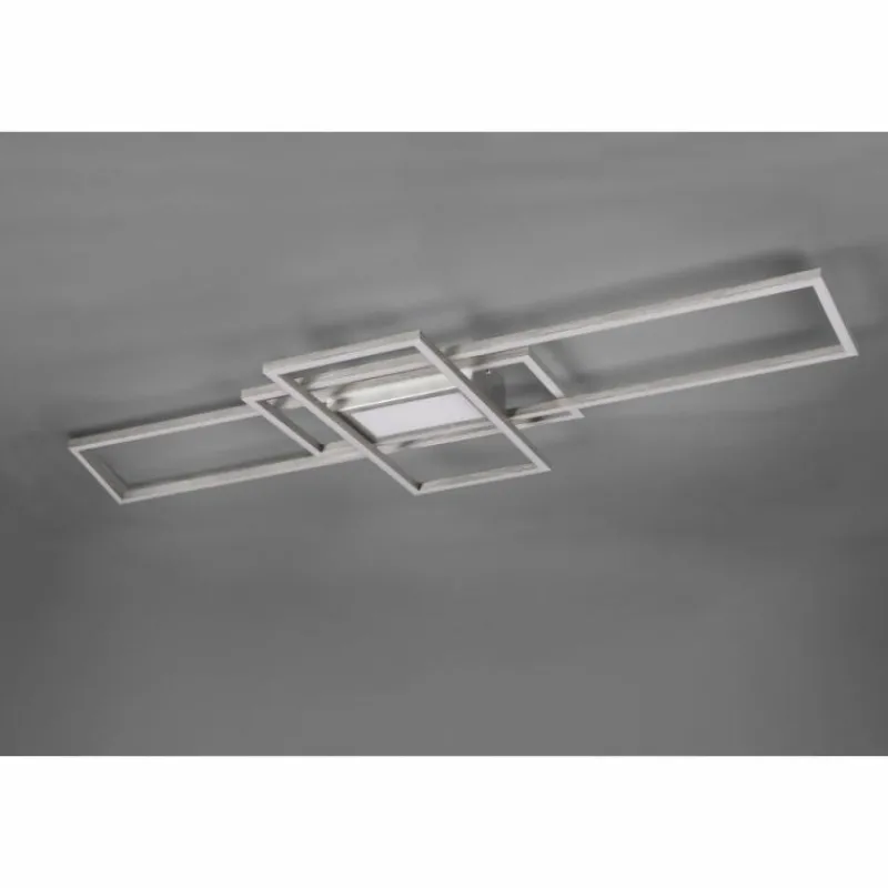 Lampes Industrielles-Luminaires Trio Plafonnier Trio Irvine LED Nickel mat, 1 lumière, Télécommandes
