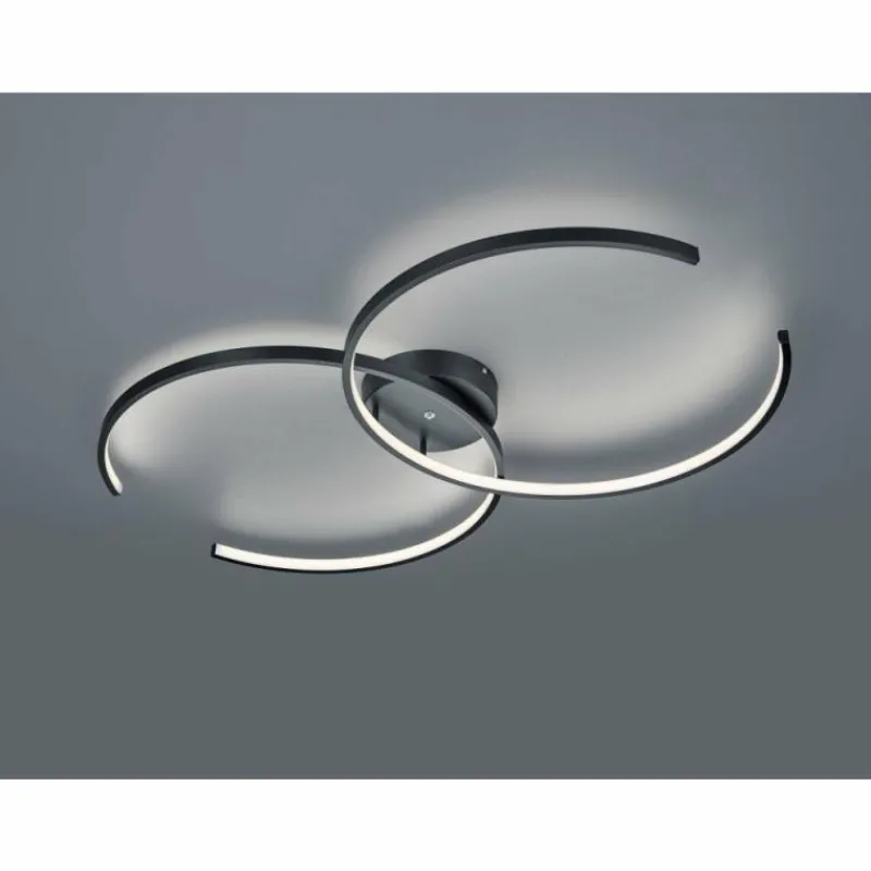 Luminaires Trio Plafonnier Trio Leuchten WIZ CITIZEN LED Noir, 2 lumières, Télécommandes, Changeur de couleurs