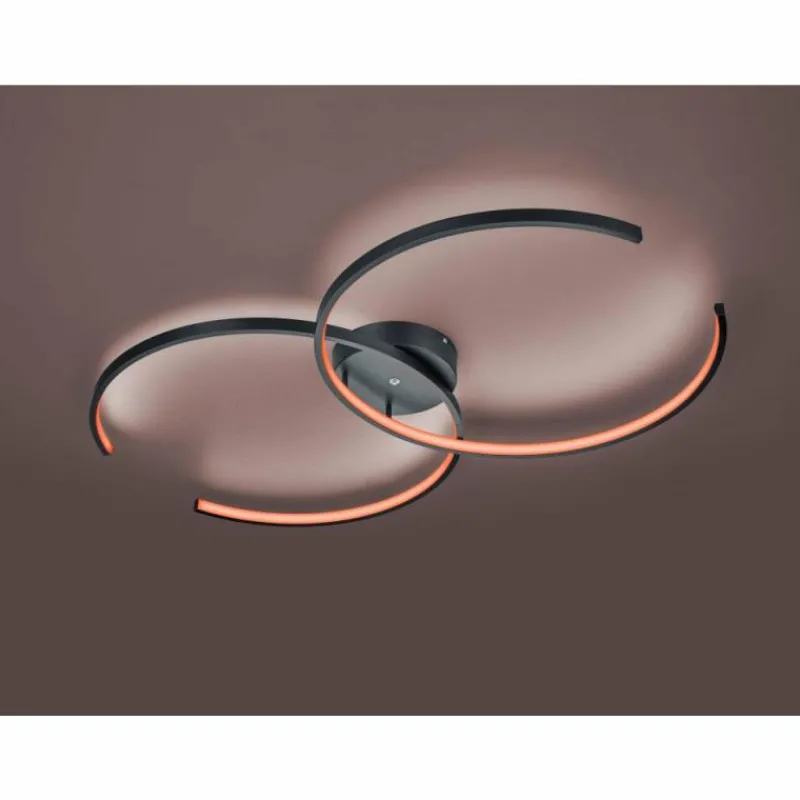 Luminaires Trio Plafonnier Trio Leuchten WIZ CITIZEN LED Noir, 2 lumières, Télécommandes, Changeur de couleurs