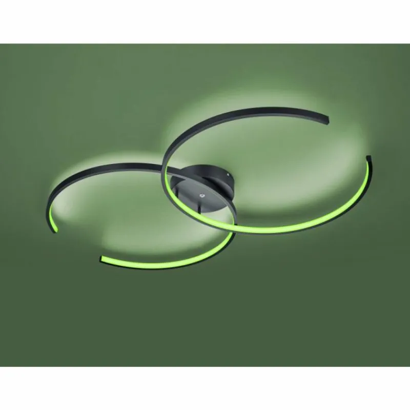 Luminaires Trio Plafonnier Trio Leuchten WIZ CITIZEN LED Noir, 2 lumières, Télécommandes, Changeur de couleurs