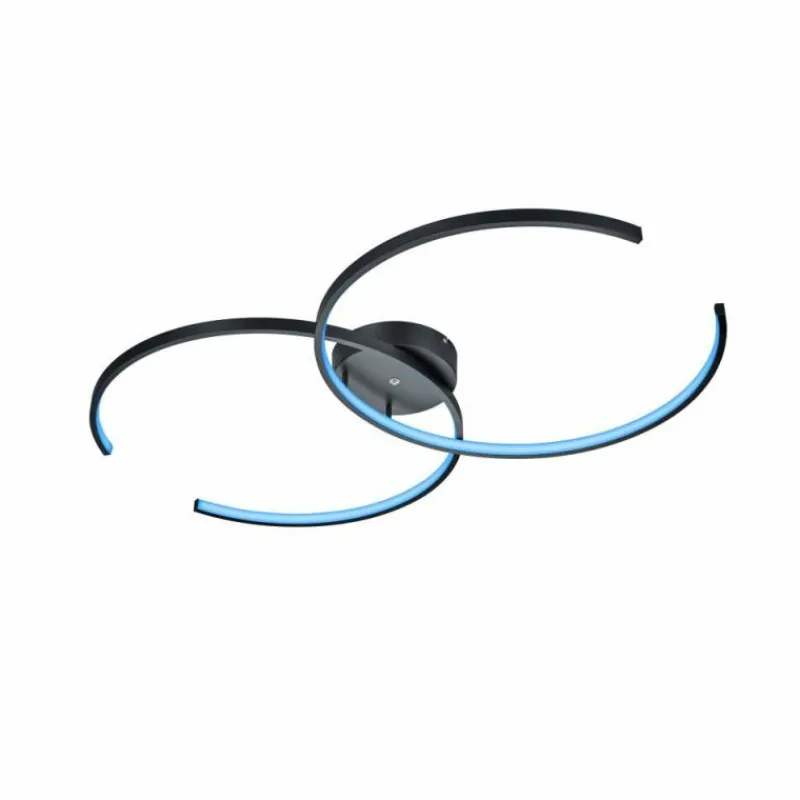 Luminaires Trio Plafonnier Trio Leuchten WIZ CITIZEN LED Noir, 2 lumières, Télécommandes, Changeur de couleurs