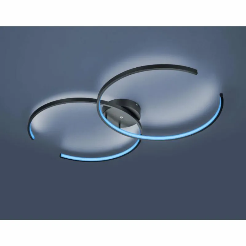 Luminaires Trio Plafonnier Trio Leuchten WIZ CITIZEN LED Noir, 2 lumières, Télécommandes, Changeur de couleurs