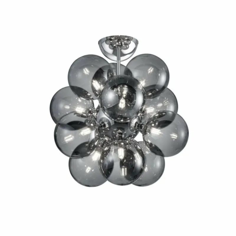 Suspension Verre Fumé-Luminaires Trio Plafonnier Trio Leuchten ALICIA Chrome, 12 lumières