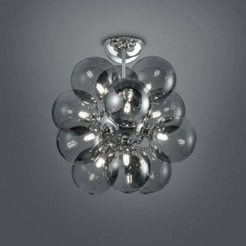 Suspension Verre Fumé-Luminaires Trio Plafonnier Trio Leuchten ALICIA Chrome, 12 lumières