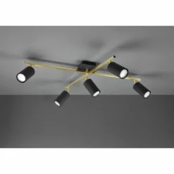Lampes Dorées-Luminaires Trio Plafonnier Trio MARLEY Noir doré, 5 lumières