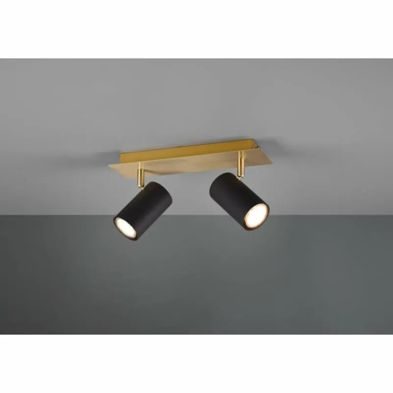 Lampes Dorées-Luminaires Trio Plafonnier Trio MARLEY Noir doré, 2 lumières
