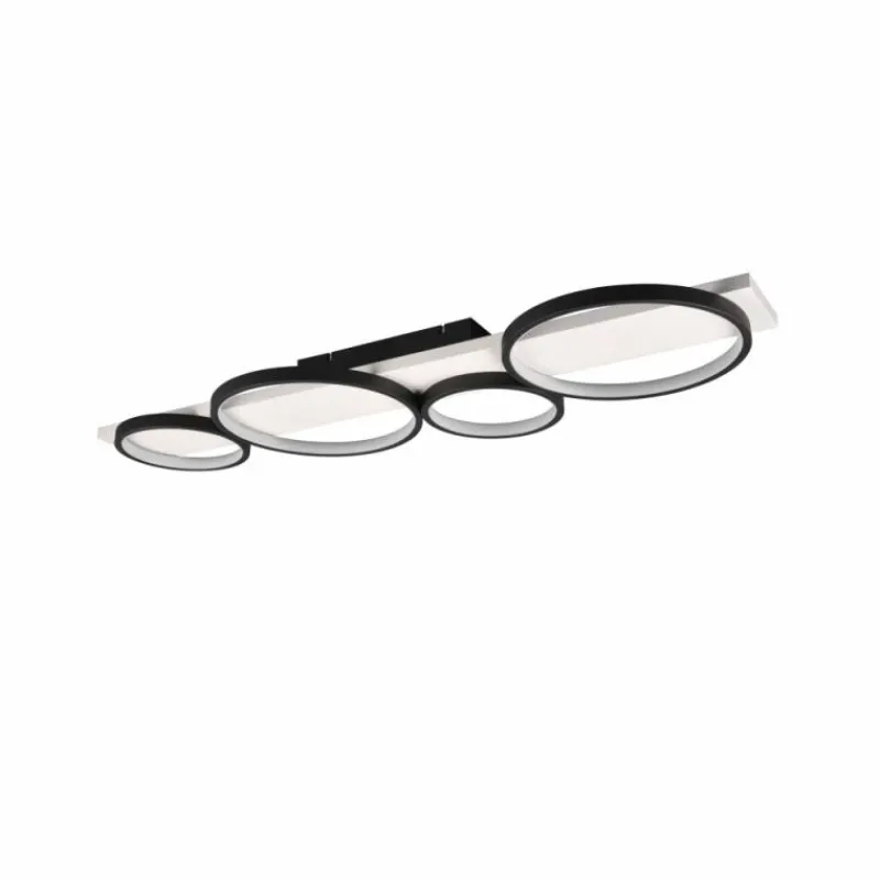 Lampes En Bois-Luminaires Trio Plafonnier Trio Medera LED Noir, Blanc, 1 lumière