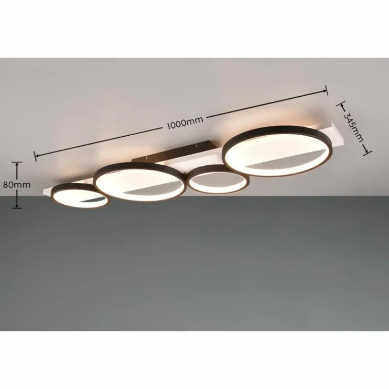 Lampes En Bois-Luminaires Trio Plafonnier Trio Medera LED Noir, Blanc, 1 lumière