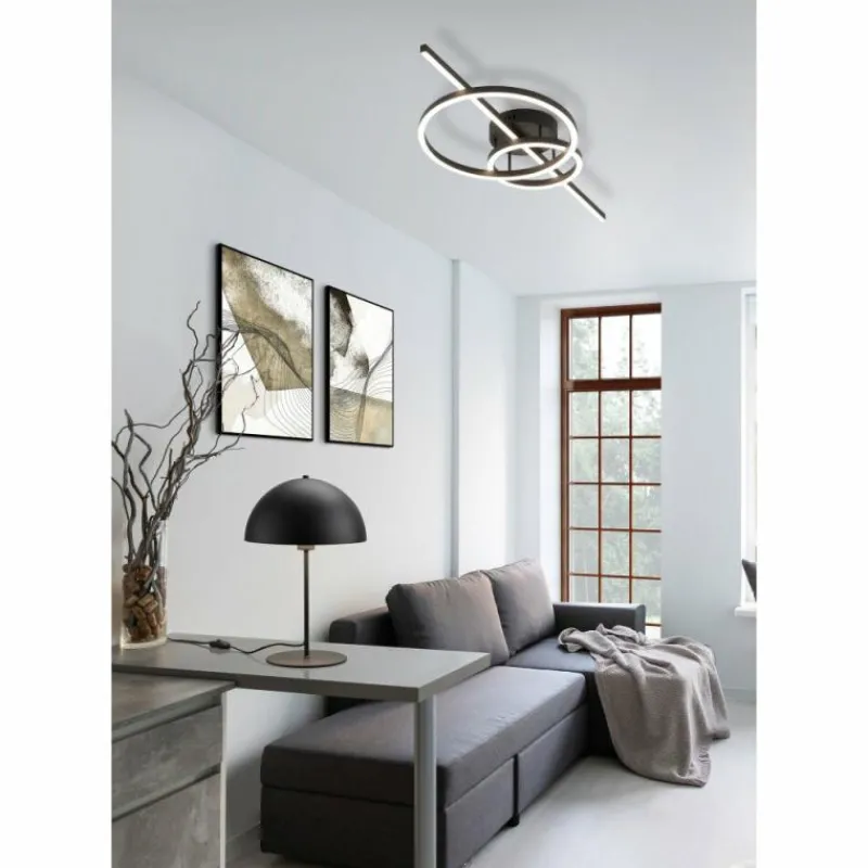 Luminaires Trio Plafonnier Trio MONTILLA LED Noir, 1 lumière, Télécommandes* Éclairage Led