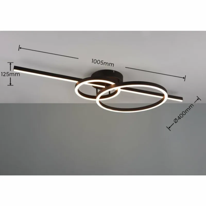Luminaires Trio Plafonnier Trio MONTILLA LED Noir, 1 lumière, Télécommandes* Éclairage Led