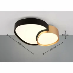 Lampes Dorées-Luminaires Trio Plafonnier Trio RISE LED Noir doré, 1 lumière, Télécommandes