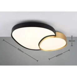 Lampes Dorées-Luminaires Trio Plafonnier Trio RISE LED Noir doré, 1 lumière, Télécommandes