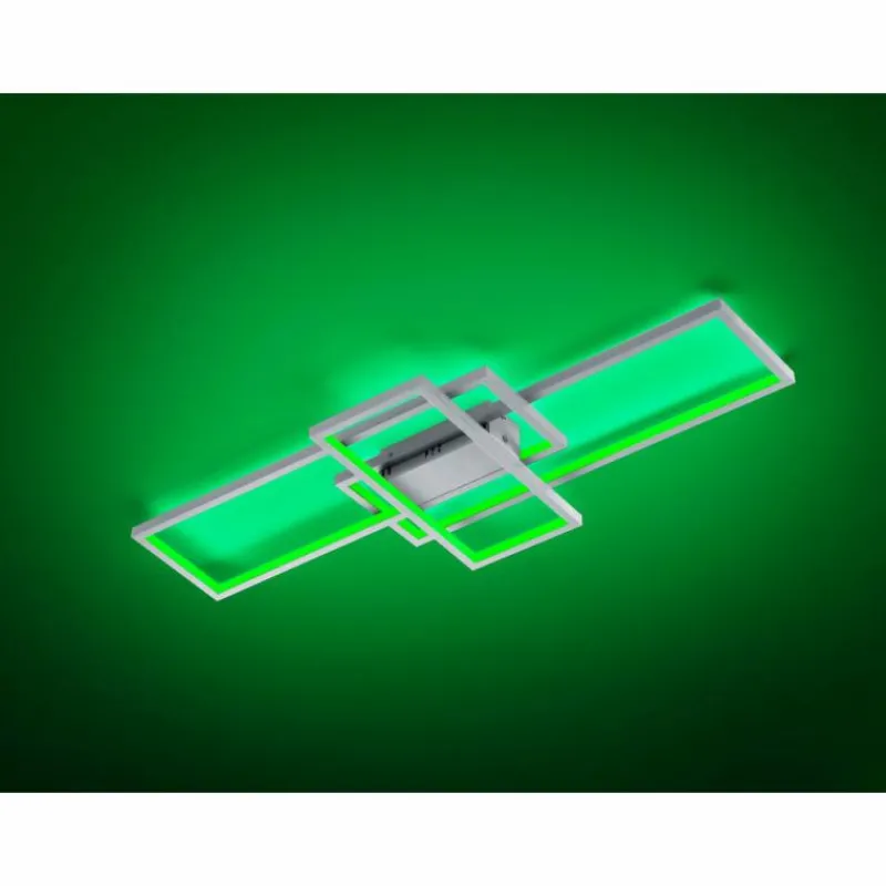Luminaires Trio Plafonnier Trio THIAGO LED Nickel mat, 1 lumière, Télécommandes, Changeur de couleurs