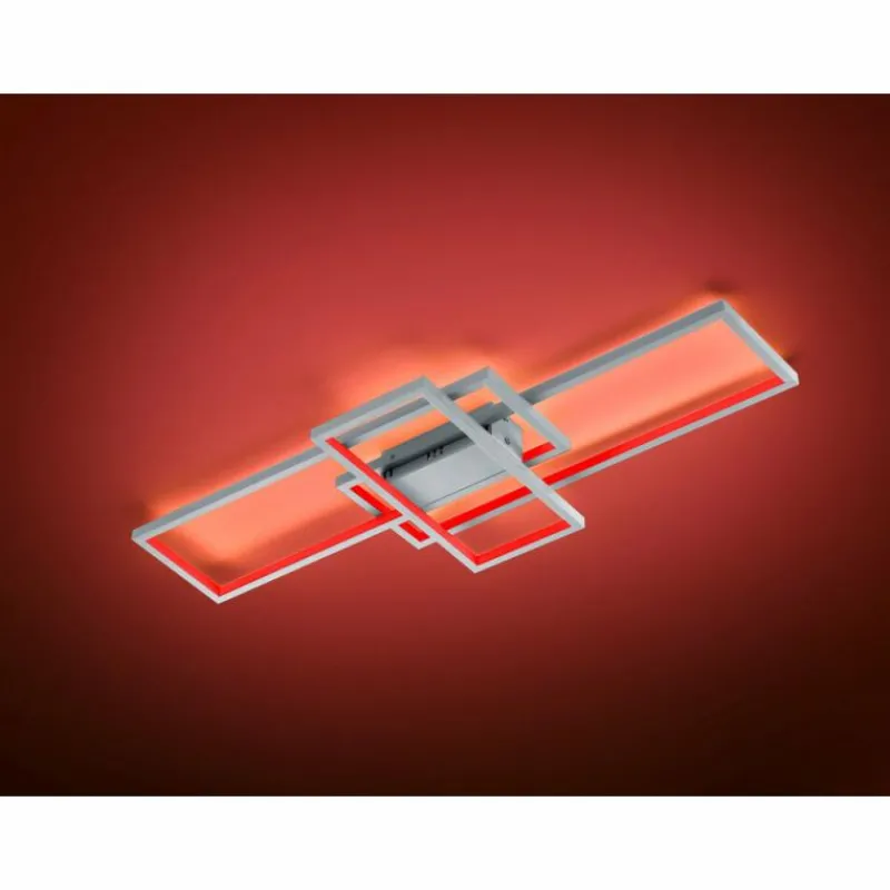 Luminaires Trio Plafonnier Trio THIAGO LED Nickel mat, 1 lumière, Télécommandes, Changeur de couleurs